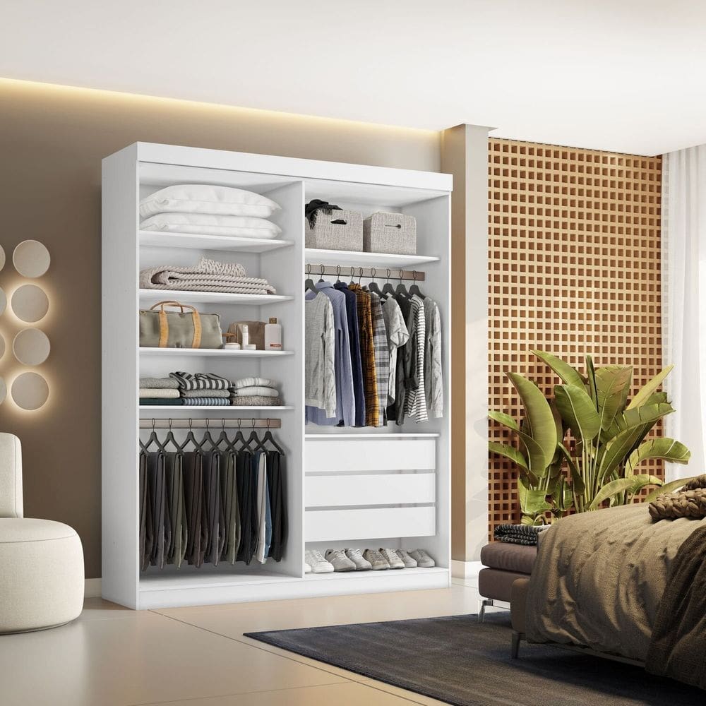 Closet Casal sem Portas 3 Gavetas Caribe Branco