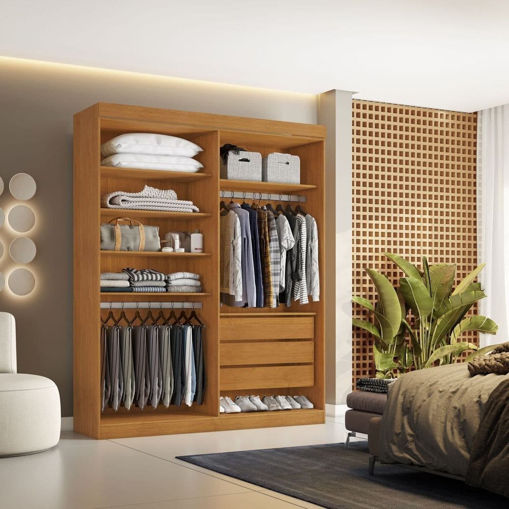 Closet Casal sem Portas 3 Gavetas Caribe Cinamomo