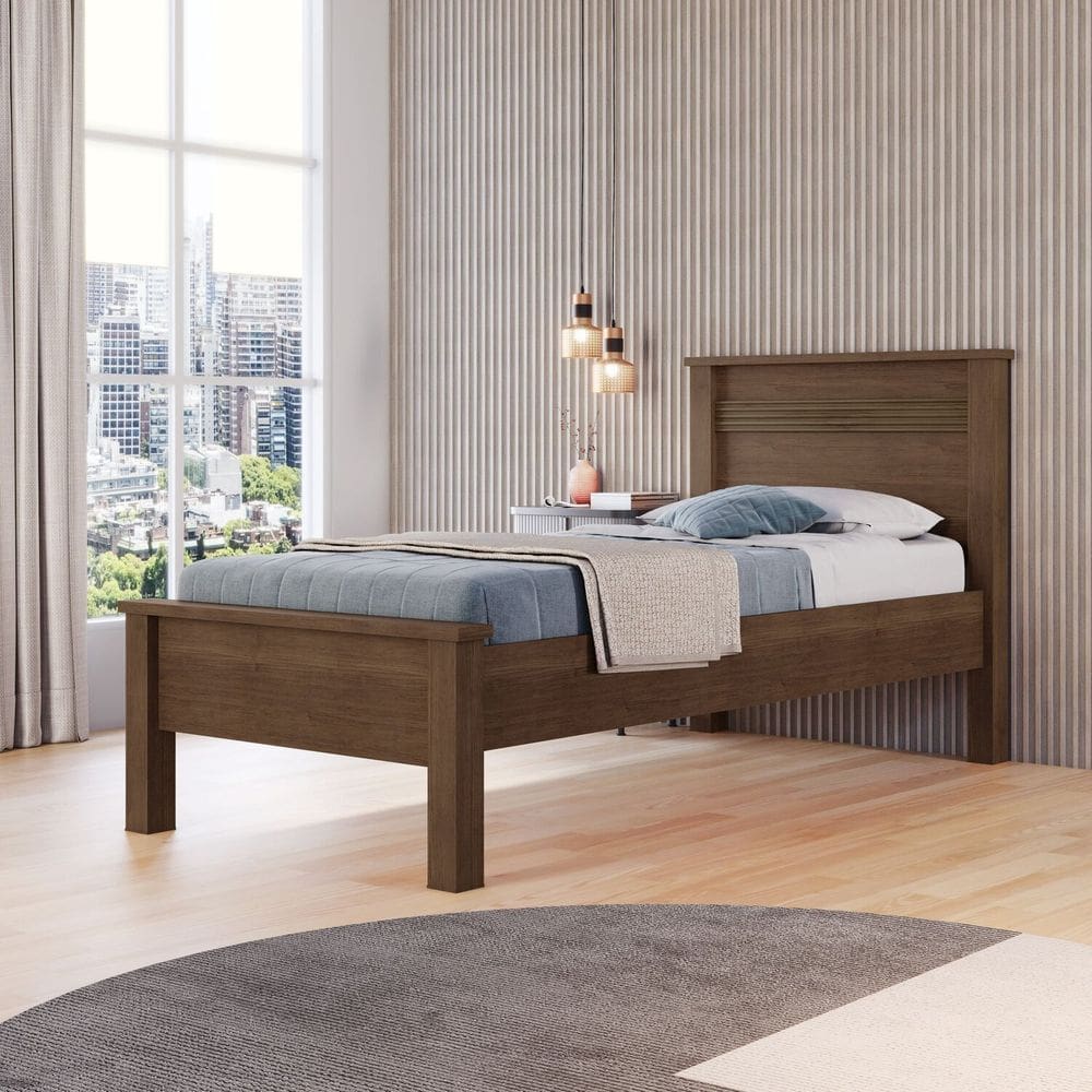 Cama Solteiro 102cm x 206cm x 107,5cm Cacau