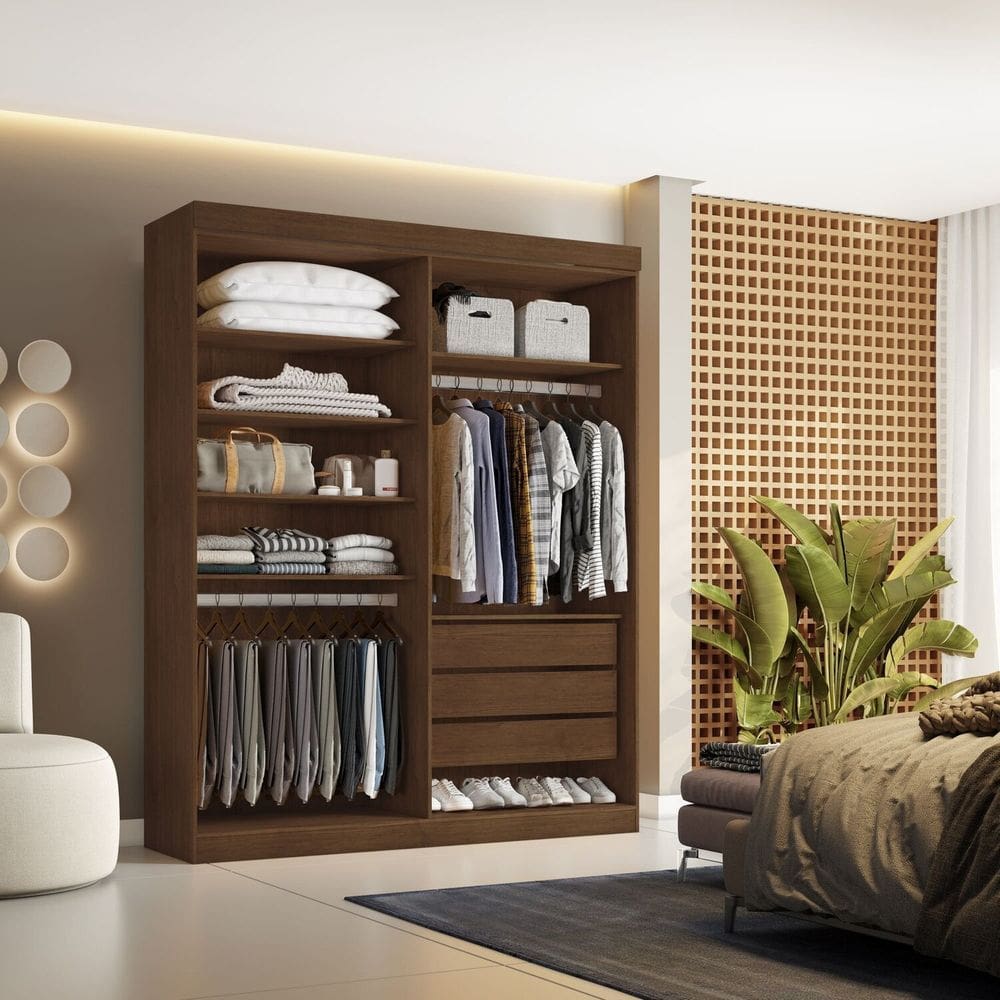 Closet Casal sem Portas 3 Gavetas Caribe Cacau
