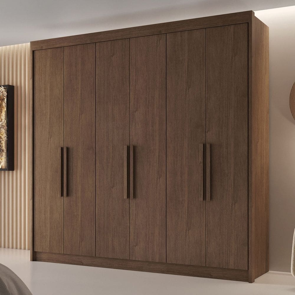 Guarda Roupa Casal 6 Portas 4 Gavetas Miami 100% MDF Cacau