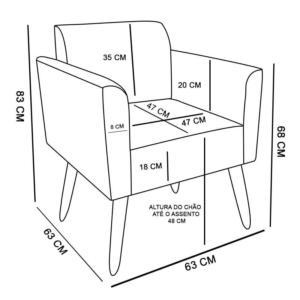Kit 02 Poltronas Marisa Natural Azul Marinho
