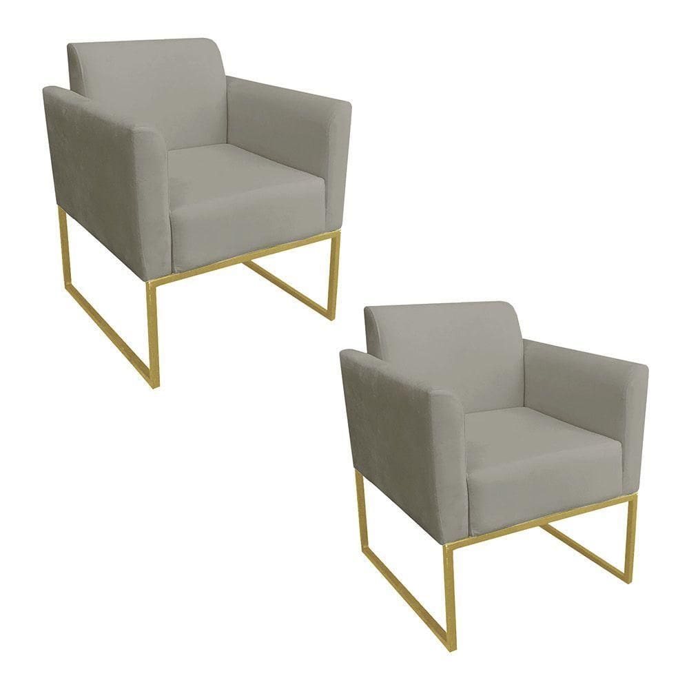 Kit 02 Poltronas Marisa Base Dourado Marrom Rato