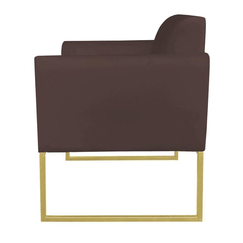 Kit 02 Poltronas Marisa Marrom Base Dourado