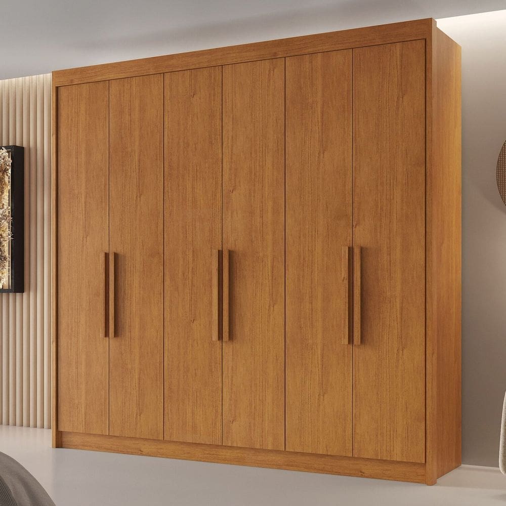 Guarda Roupa Casal 6 Portas 4 Gavetas Miami 100% MDF Cinamomo