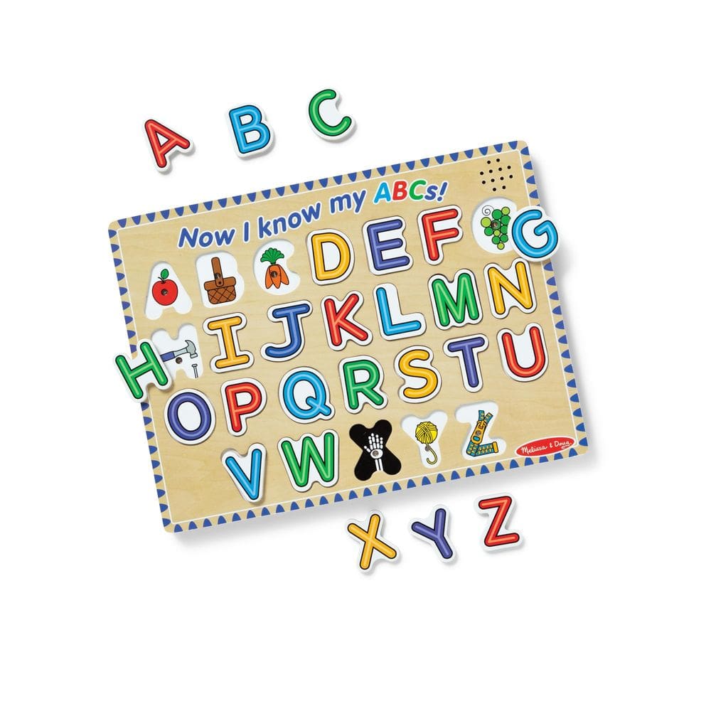 Quebra-cabeça de som de alfabeto de madeira Melissa & Doug certificado pelo FSC