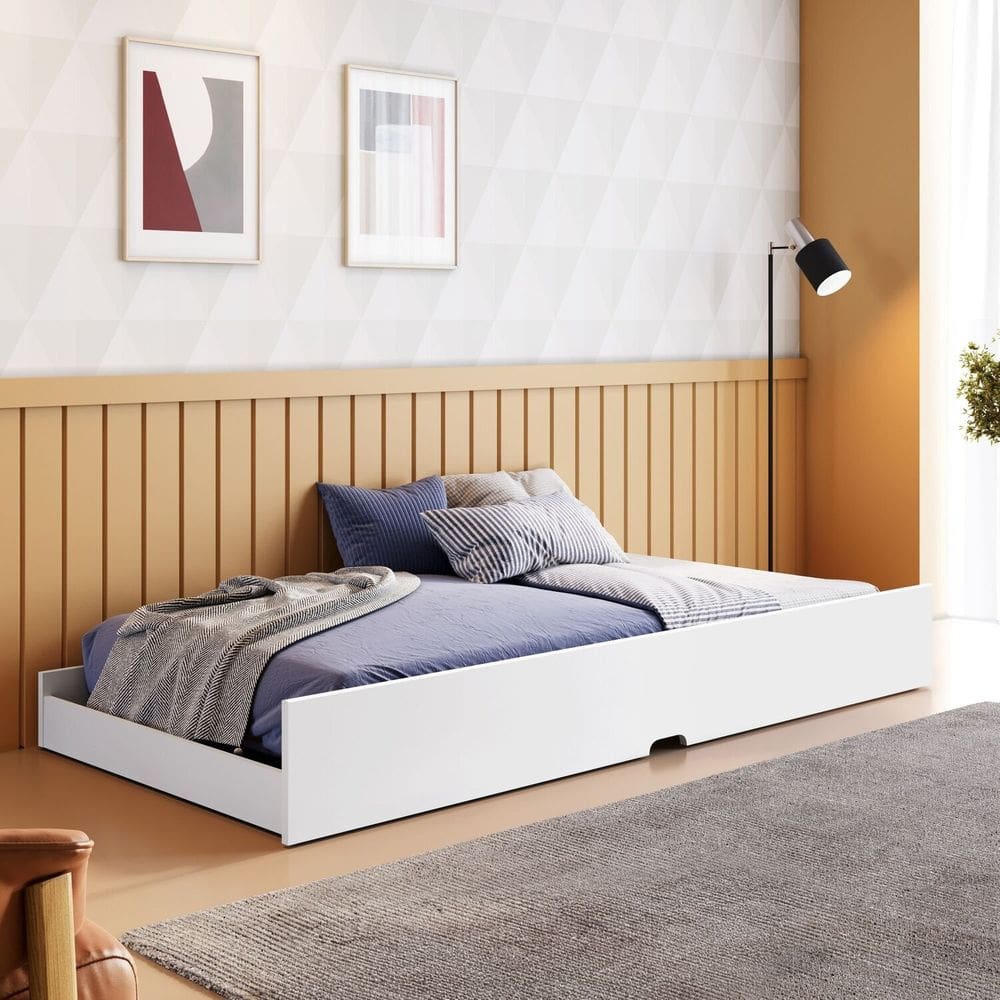 Cama Auxiliar Solteiro 188,6x93x23,5 cm Luna Branco