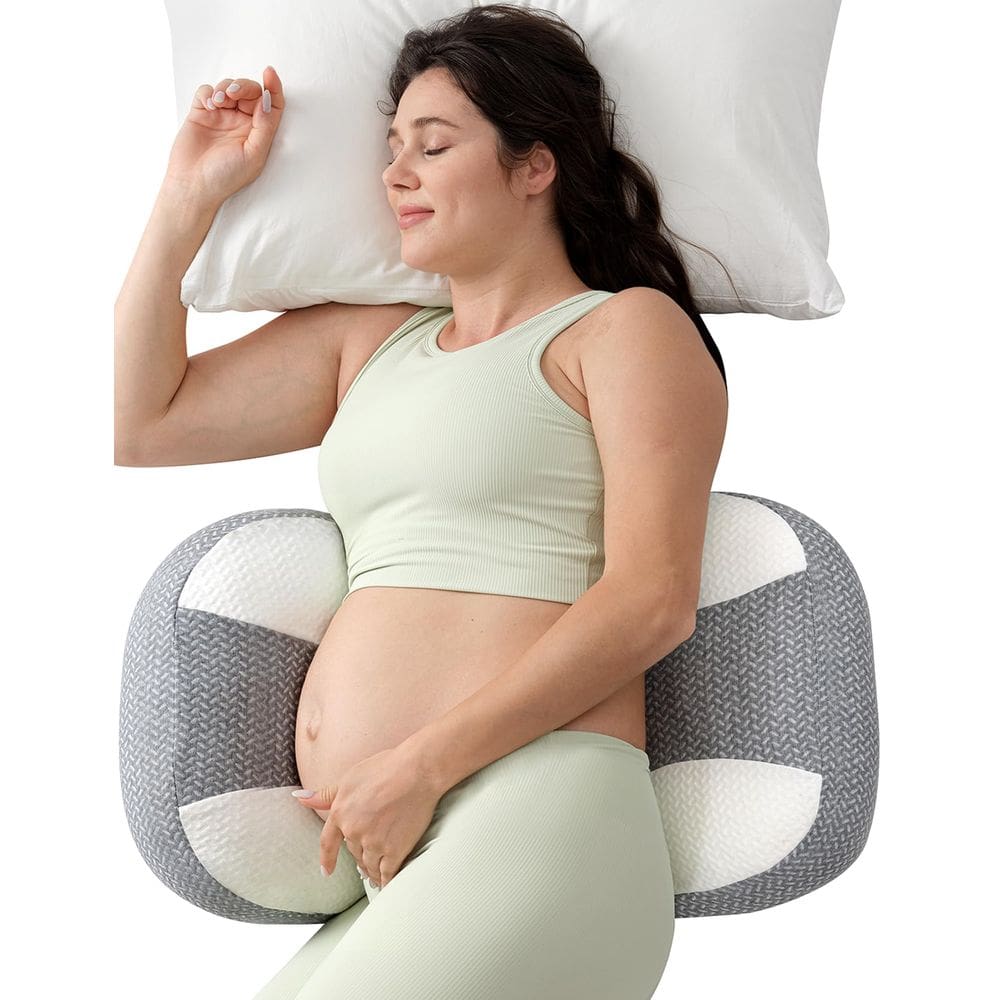 Almofada de gravidez Momcozy portátil em forma de W para quem dorme de lado