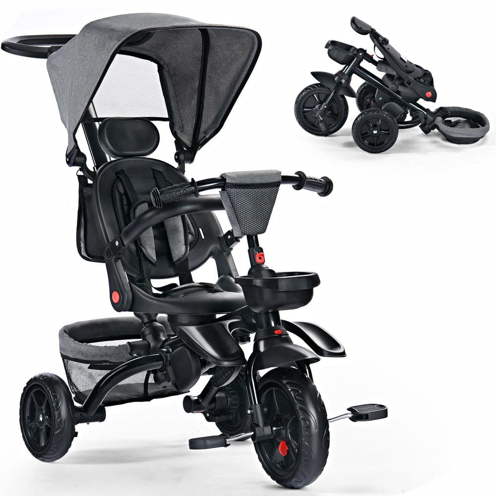 Triciclo infantil TODEFULL TODEFULL Folding 8 em 1 cinza 1-5 anos