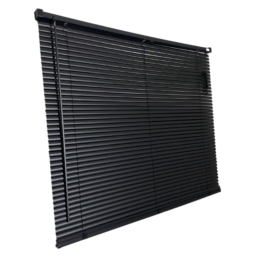 Persiana Horizontal PVC Block Preta 120 (L) x 160 (A) Cm Lâminas Alta Cobertura e Kit de Instalação
