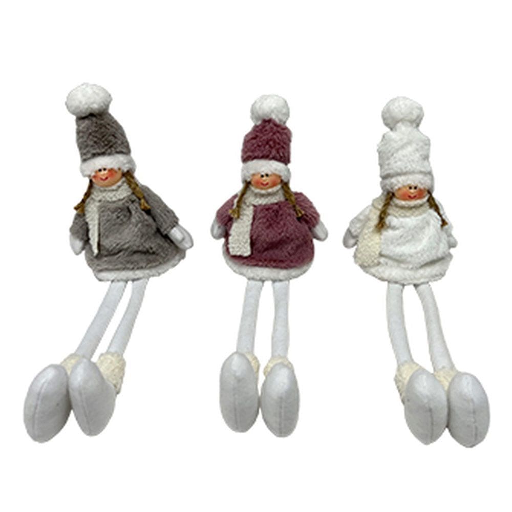 Enfeite Natal Pendente Menina Perna Longa 48Cm C/ 12 Un