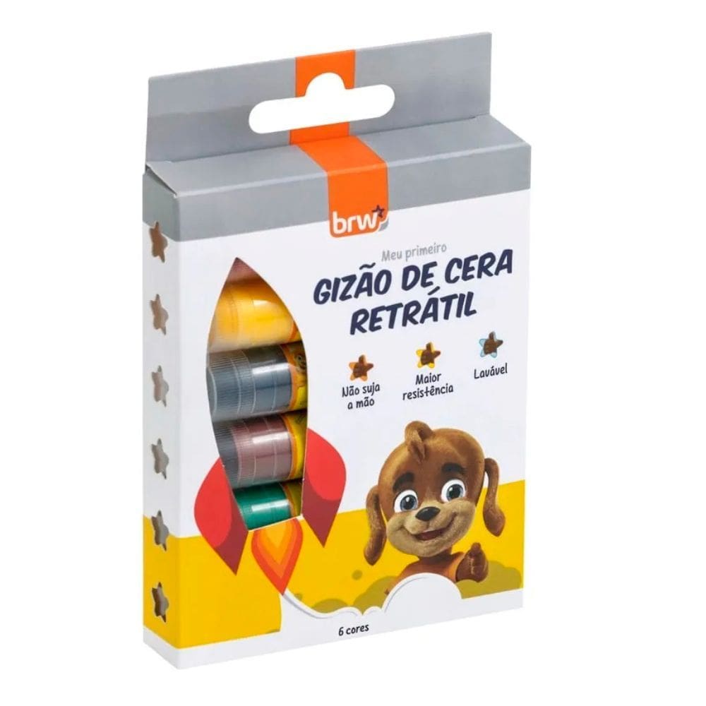 Meu Primeiro Gizão de Cera Retrátil Maior Resistência c/ 6 Cores - BRW