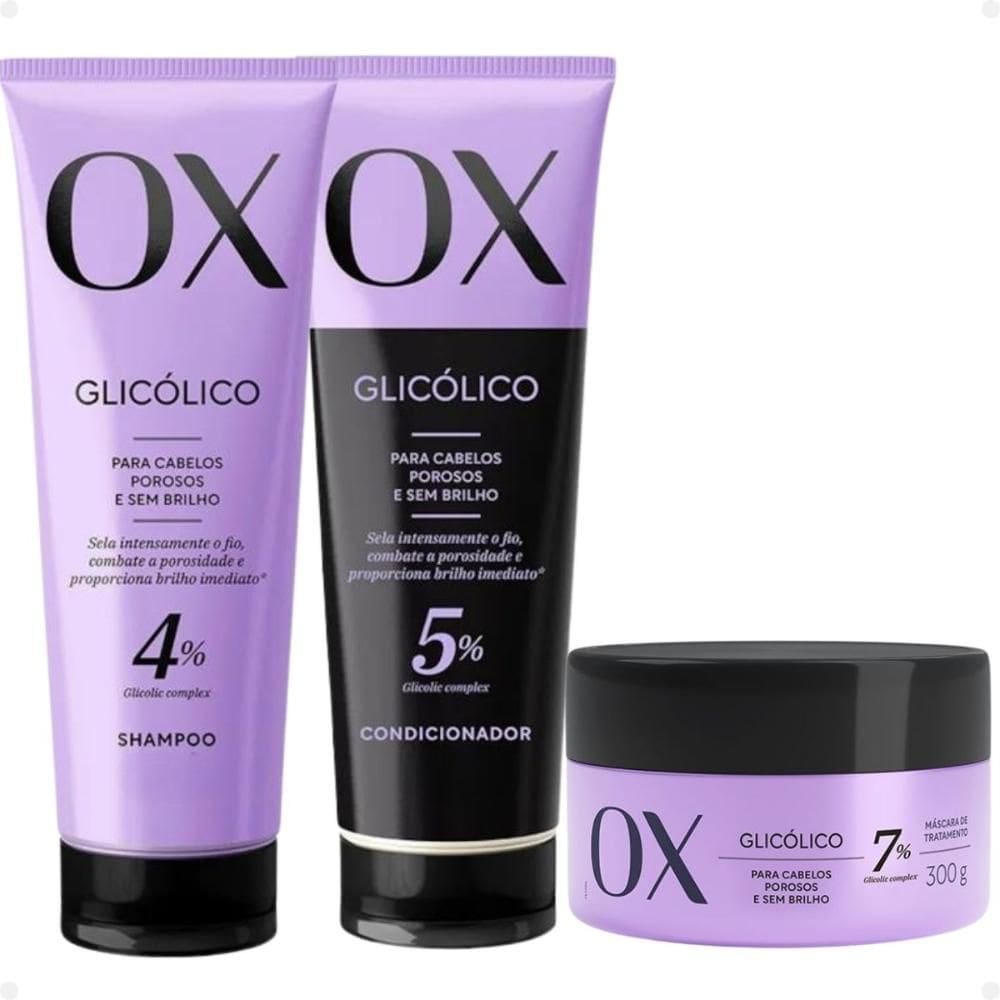Kit Ox Glicólico: Shampoo, Condicionador e Máscara 240ML