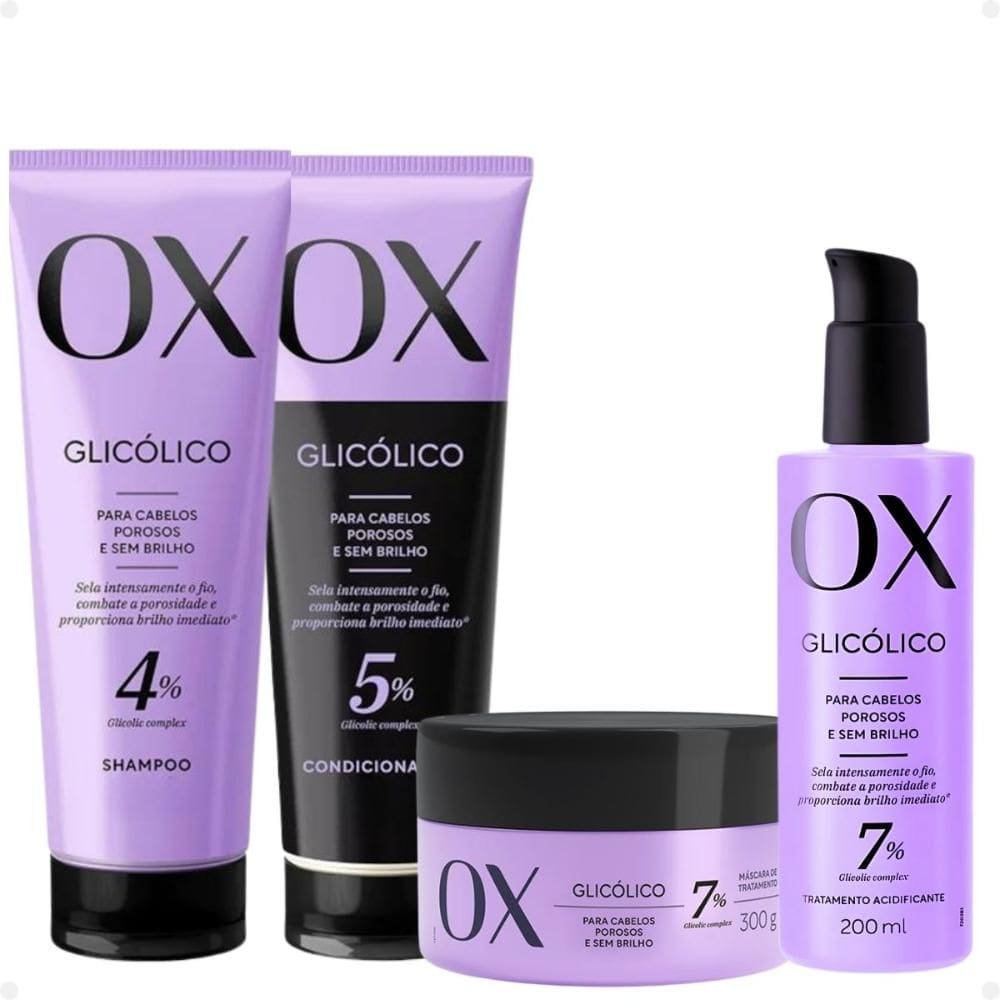 Kit Ox Glicólico: Shampoo, Condicionador 240ml, Máscara e Acidificante