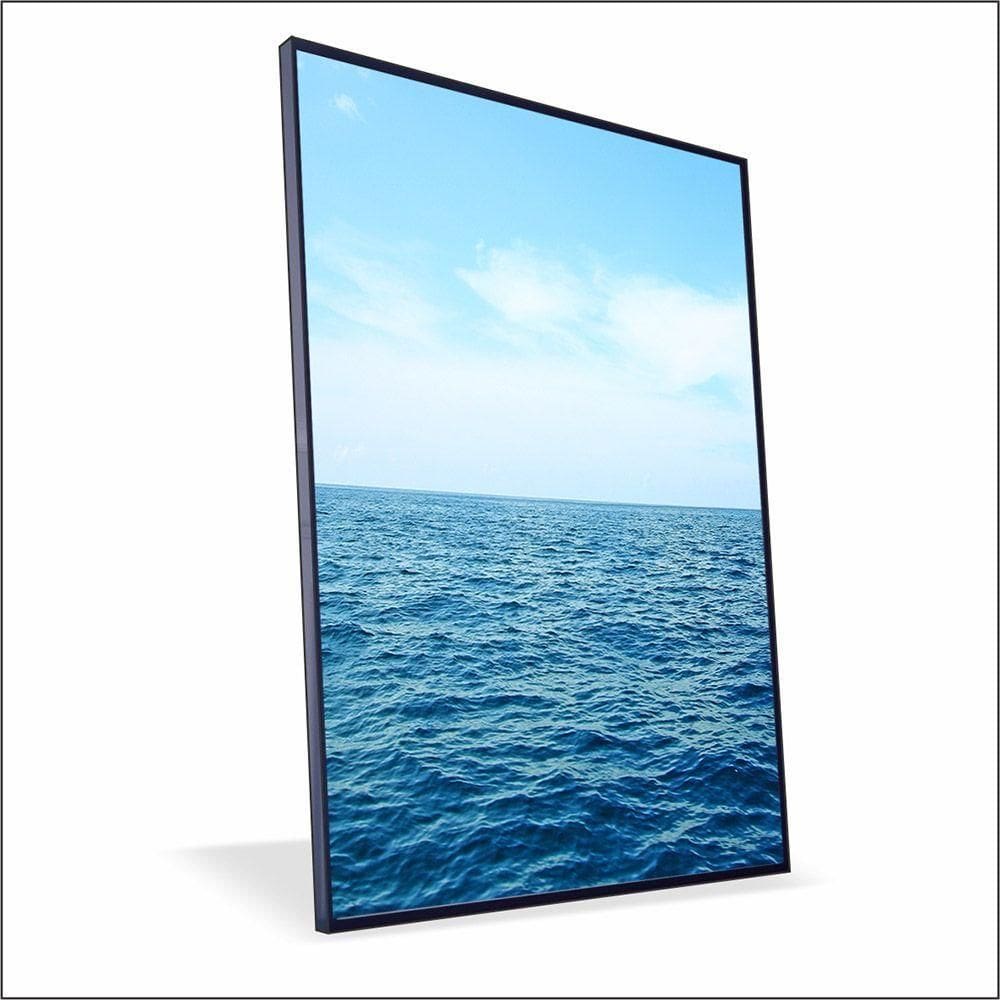 Quadro Mar E Céu Azul Canvas Com Vidro Tamanho Moldura 90x60 Caixa Preta