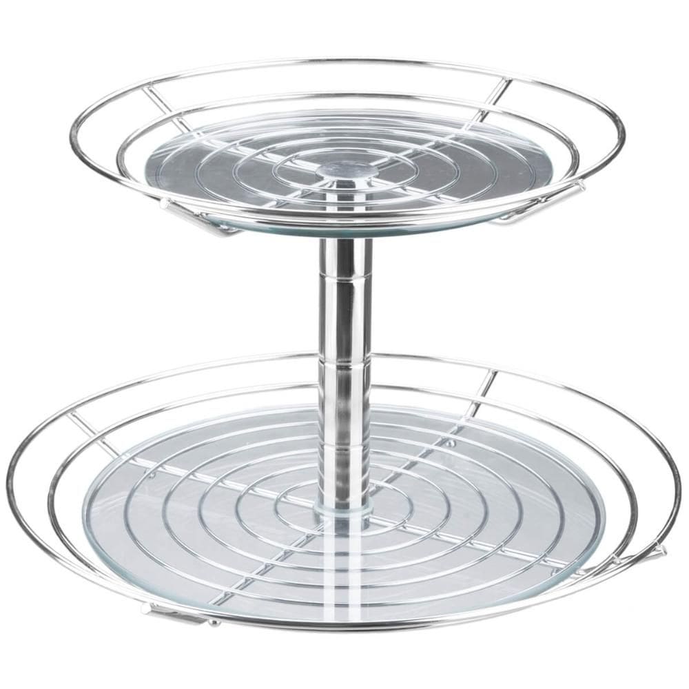 Fruteira Dupla de Mesa Bancada Aramada com Vidro Redonda Masutti 2 Andares Suporte para Frutas