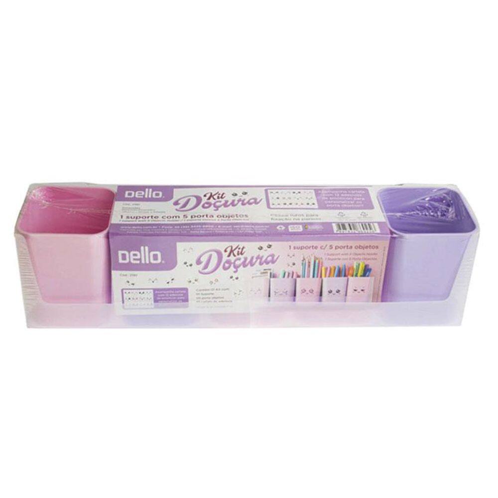 Kit com 5 Porta Objetos Doçura Rosa e Roxo | Extra
