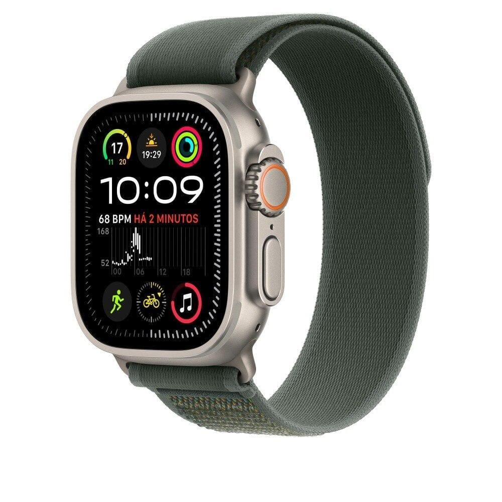 Pulseira Apple Watch 49 mm, Loop Trail Verde, Apple, Natural de Titânio