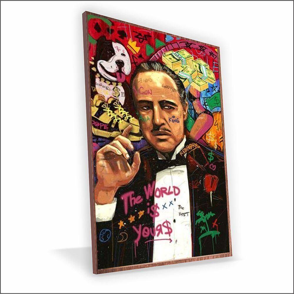Quadro Poderoso Chefão Vinil Com Vidro Tamanho Moldura 150x100 Caixa Madeira