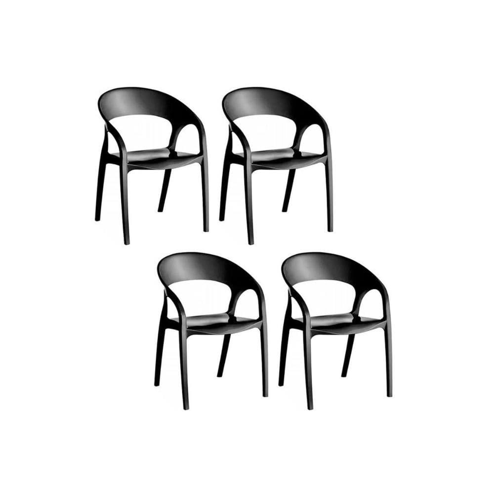 Cadeira Sala de Jantar Glass Plus UZ8004 PP Kit 4 Un Preto - Kappesberg