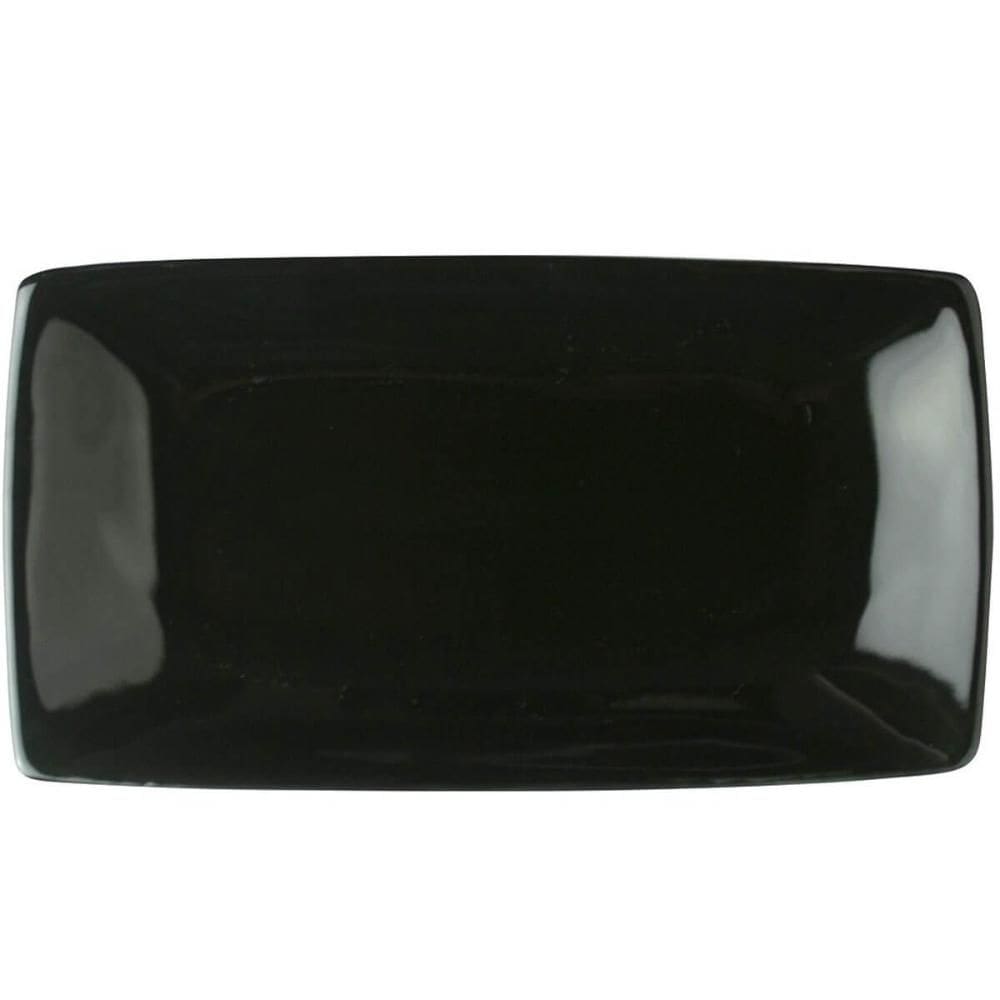 Bandeja Rasa Preto Oriental 22cm Porcelana Germer Prato Para