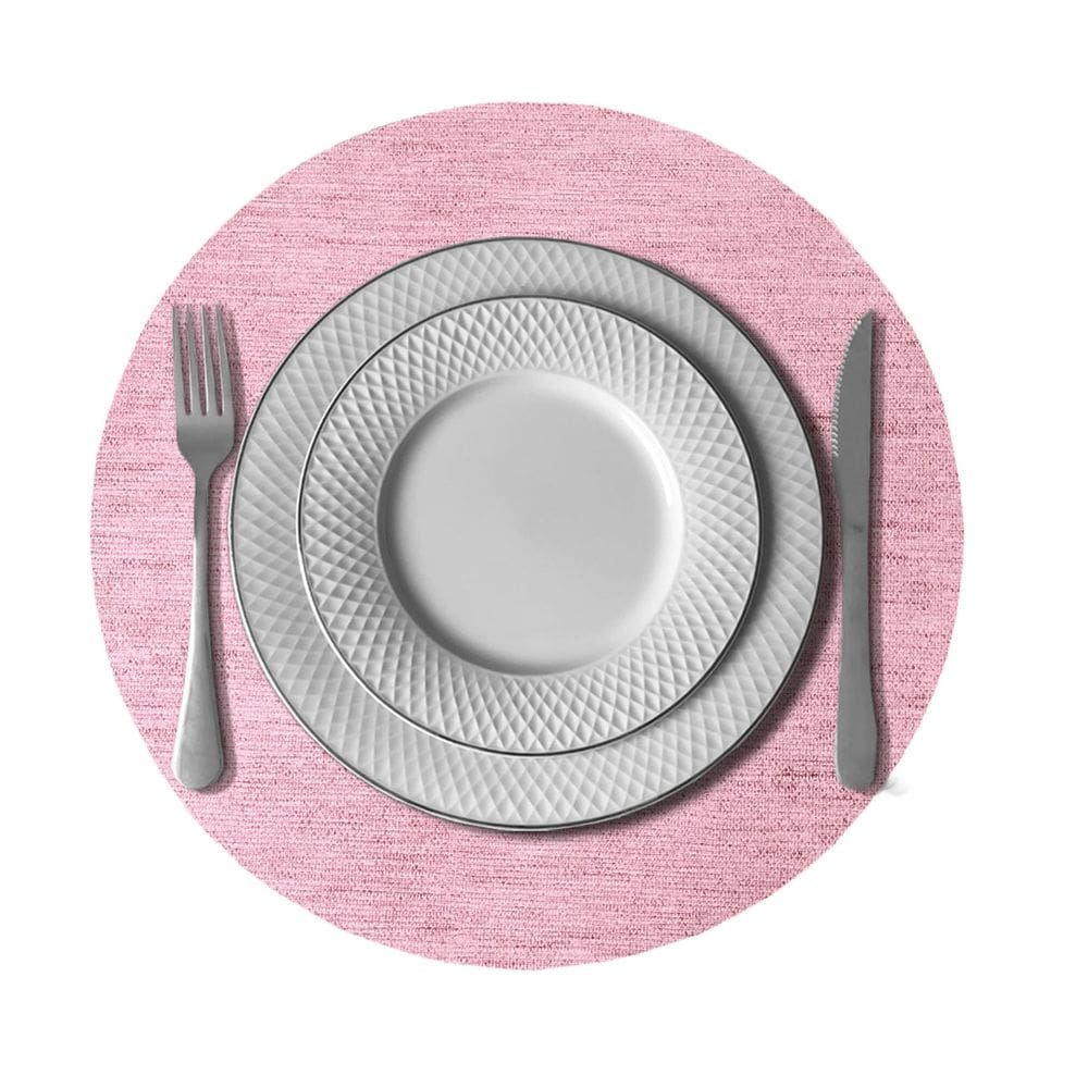 10 Jogo Americano Redondo Juta Rosa Impermeável Pvc