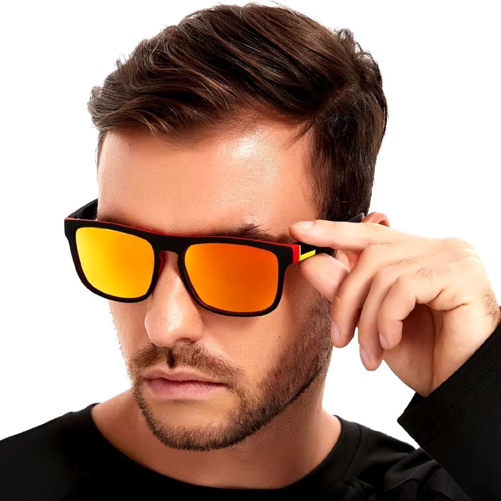 Óculos De Sol Masculino Vermelho Com Lente Polarizada e Espelhada - OMG