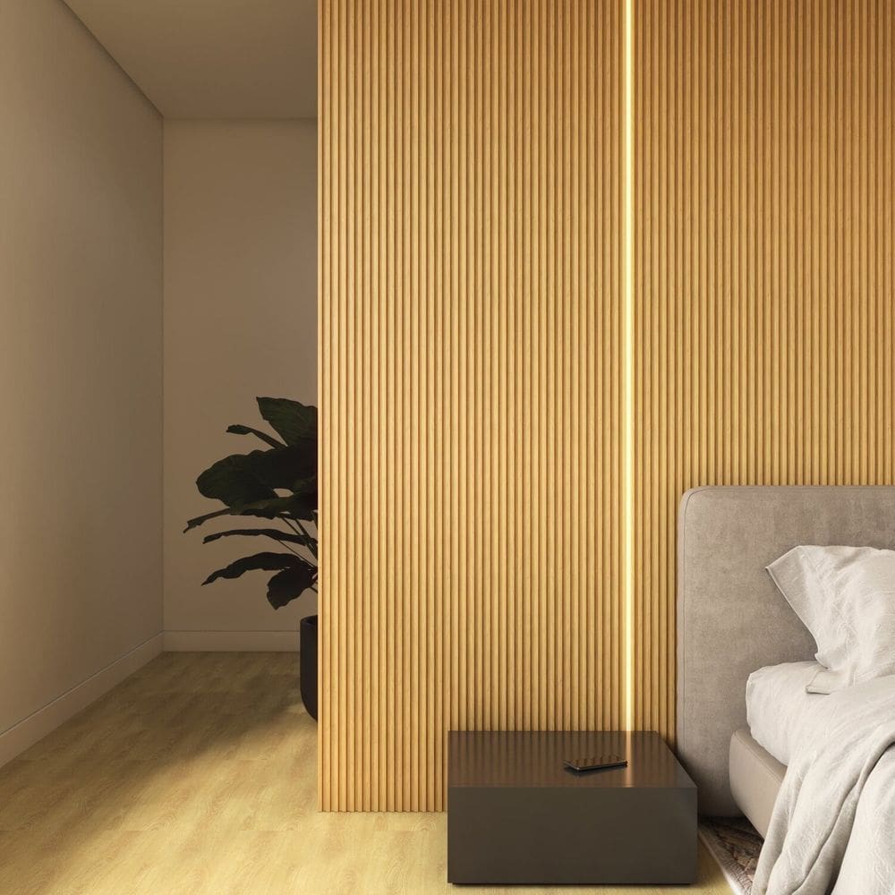 Painel Ripado de Poliestireno 12cm X 12mm X 2,85m Slin Orus Amarelo
