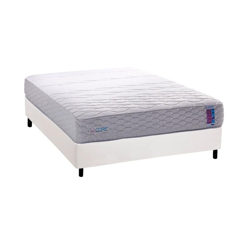 Conjunto Box Casal: Colchão Anatômico Herval D33 / Ag 65 FeelCore + Base CRC Courano White (138x188)