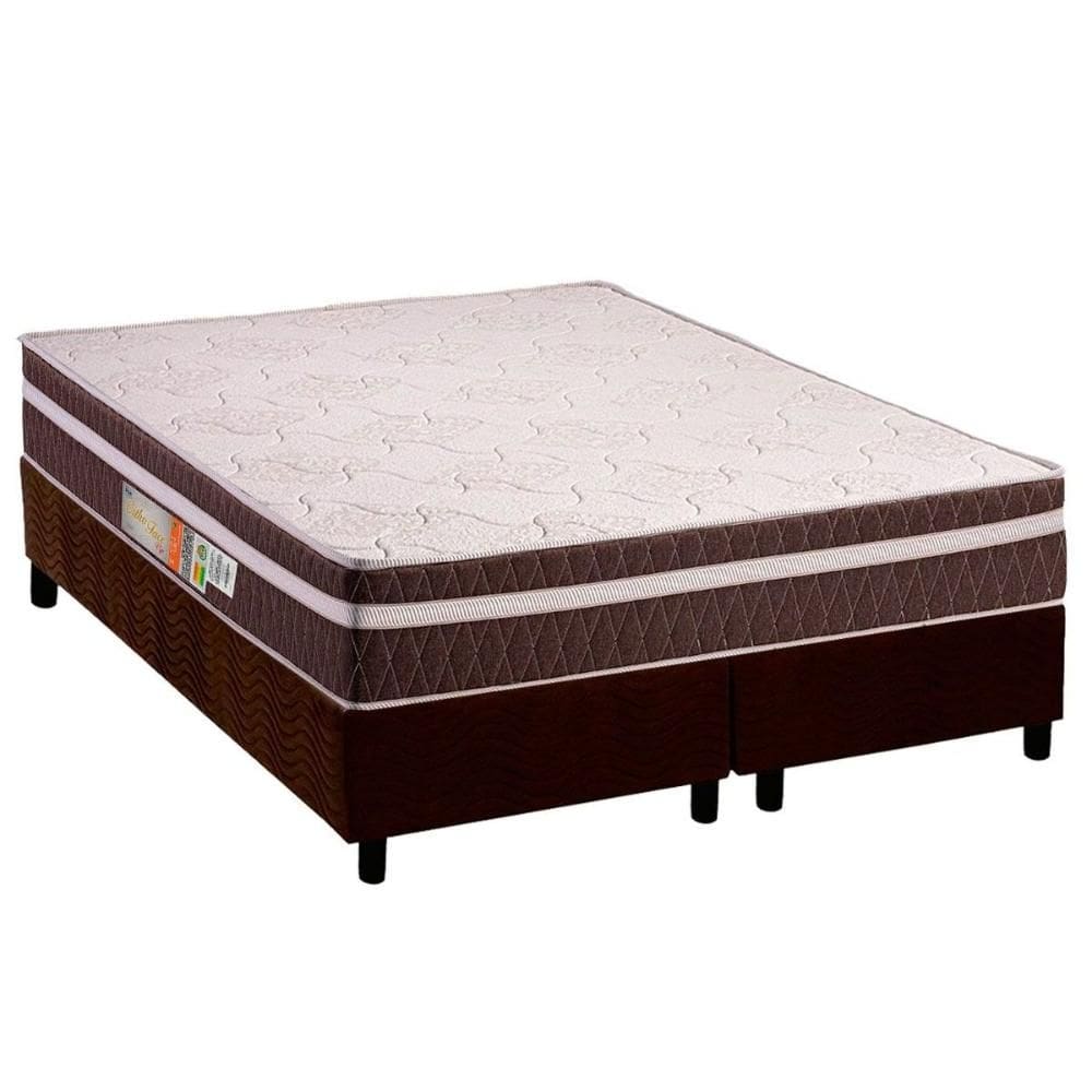Conjunto Box Queen: Colchão Anatômico Polar D28 Orthoface Vip Brown + Base CRC Suede Brown (158x198)