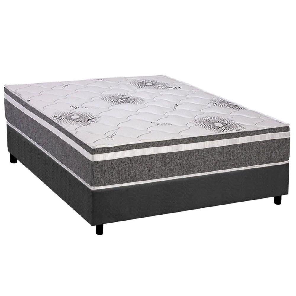 Conjunto Box Casal: Colchão Espuma Polar D33 Pérola Premium + Base CRC Suede Gray (138x188)
