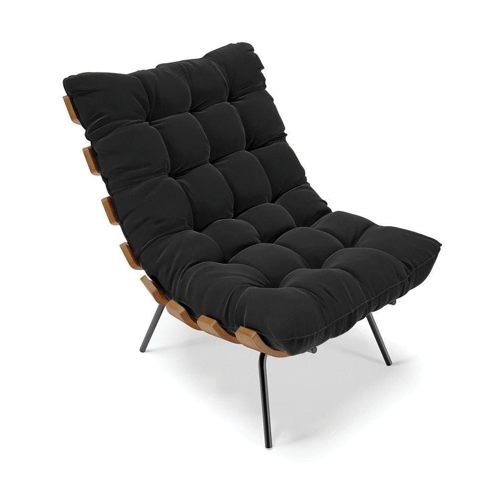 Poltrona Costela Suede Preto D` Rossi