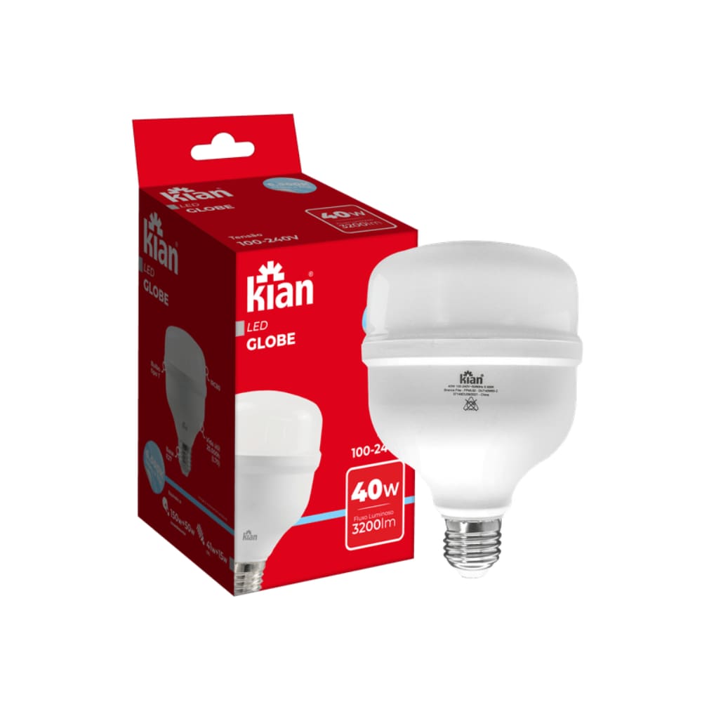 Lâmpada Led Globe 40W 6.500K Branca Fria Base E27 Bivolt Kian