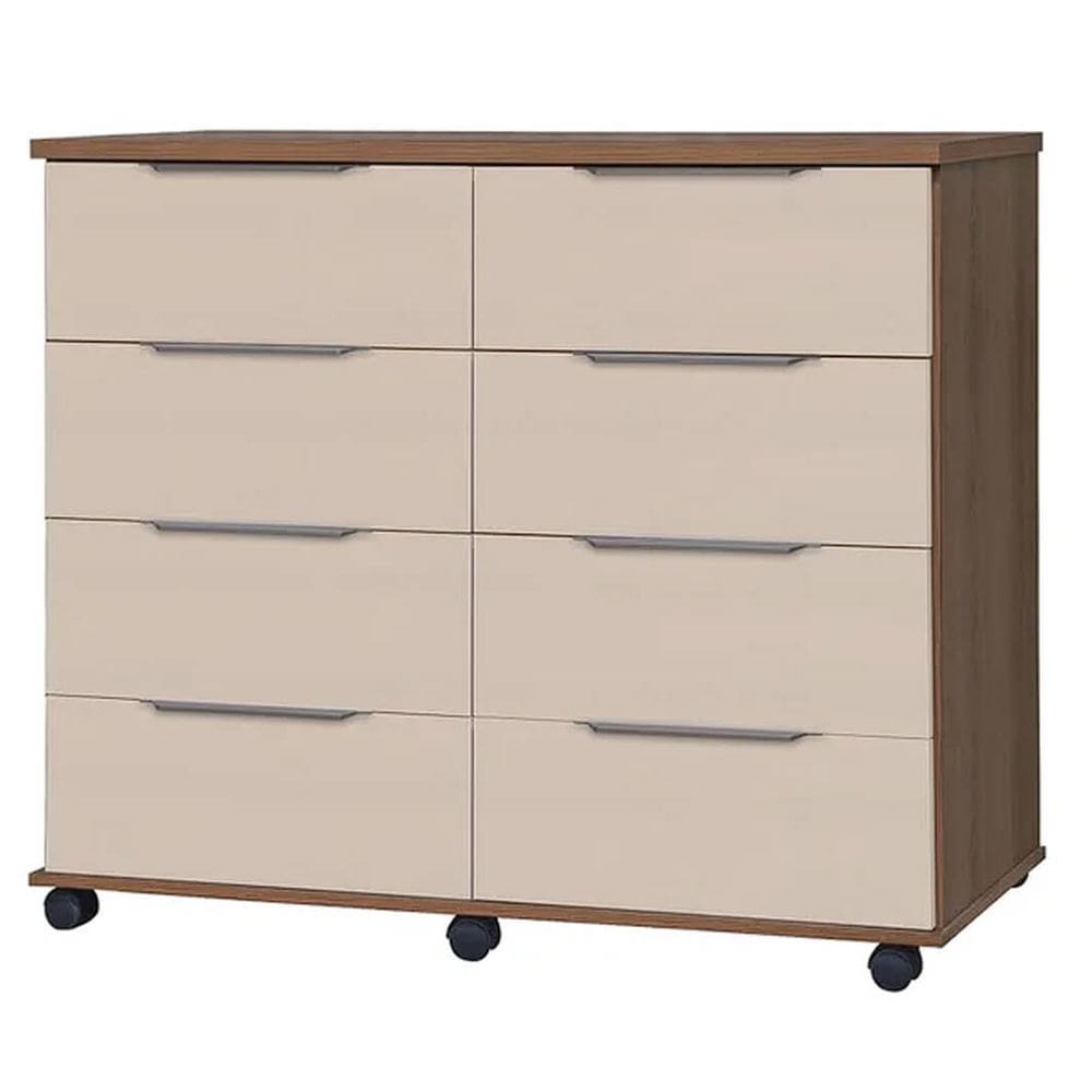 Cômoda Athenas 8 Gavetas com Rodízios Rud Rack Cor Cedro Areia