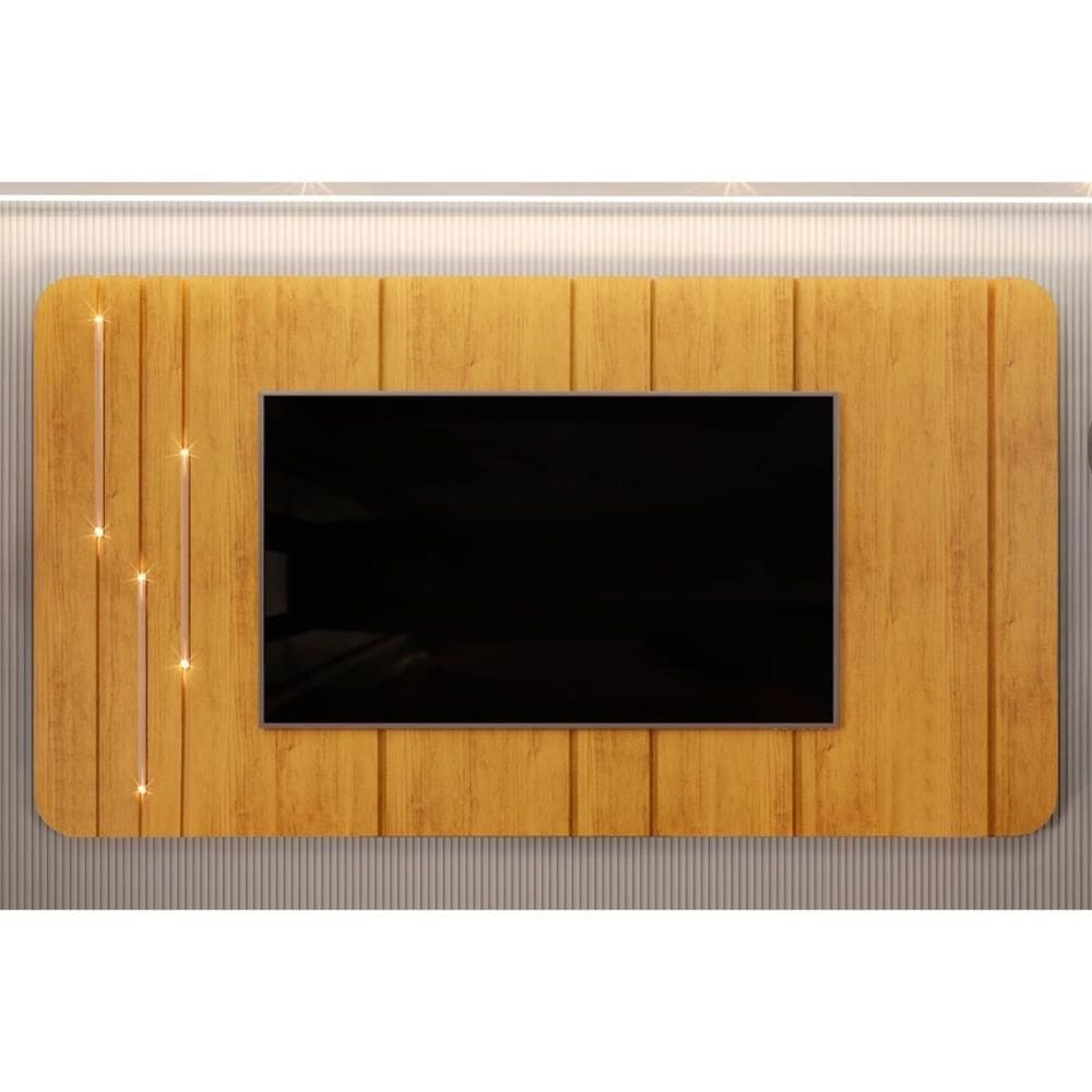 Painel Home p/ TV até 75 Polegadas Celine 100% MDF c/ Led 241x132cm Cedro - DJ Móveis