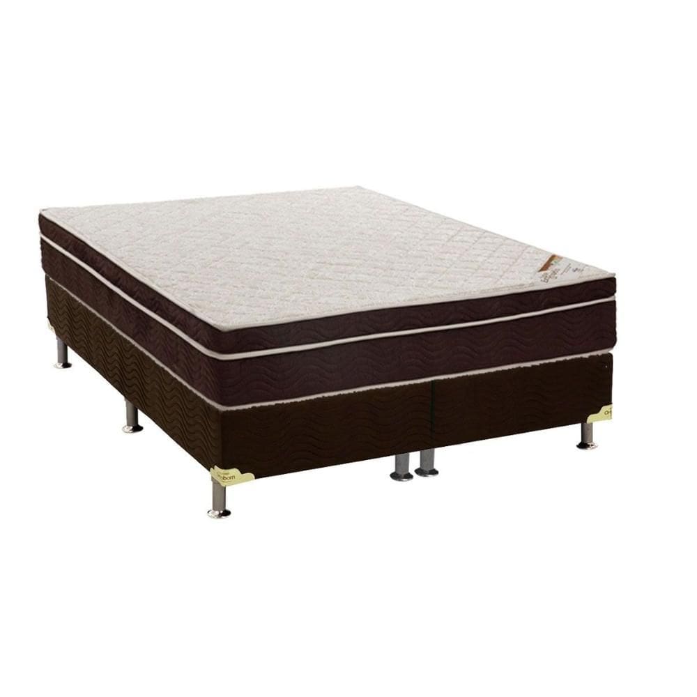 Cama Box Queen: Colchão Ortopédico Ortobom Exclusive + Base CRC Camurça Brown (158x198)