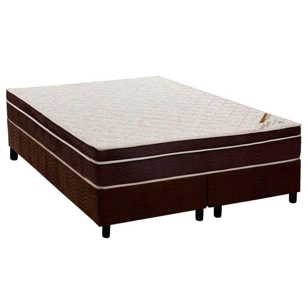 Cama Box Queen: Colchão Ortopédico Ortobom Exclusive + Base CRC Suede Brown (158x198)