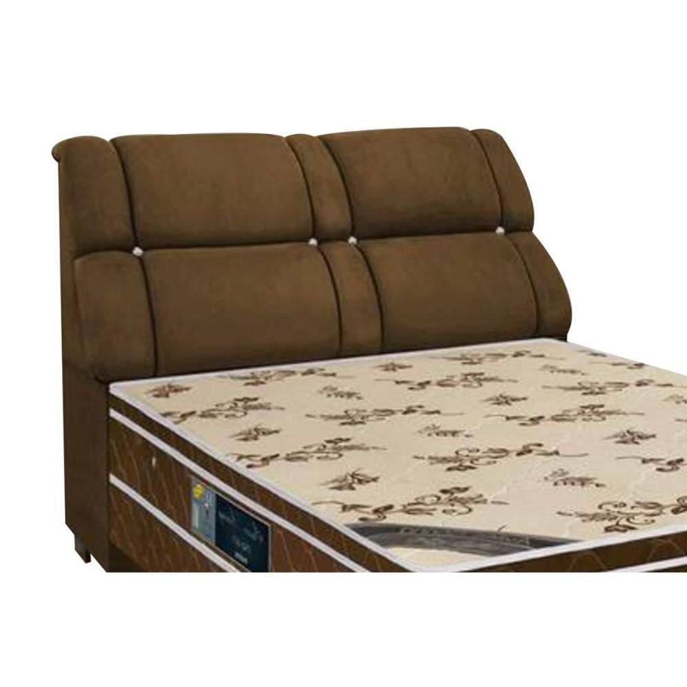 Cabeceira Cama Box Estofada Queen Imperador Suede Marrom Chocolate - Simbal
