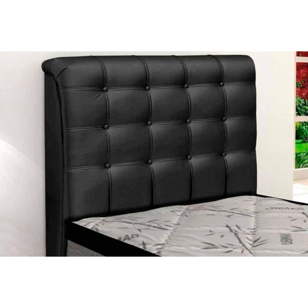 Cabeceira Cama Box Estofada Solteiro Dama Plus Courano Preto - Simbal