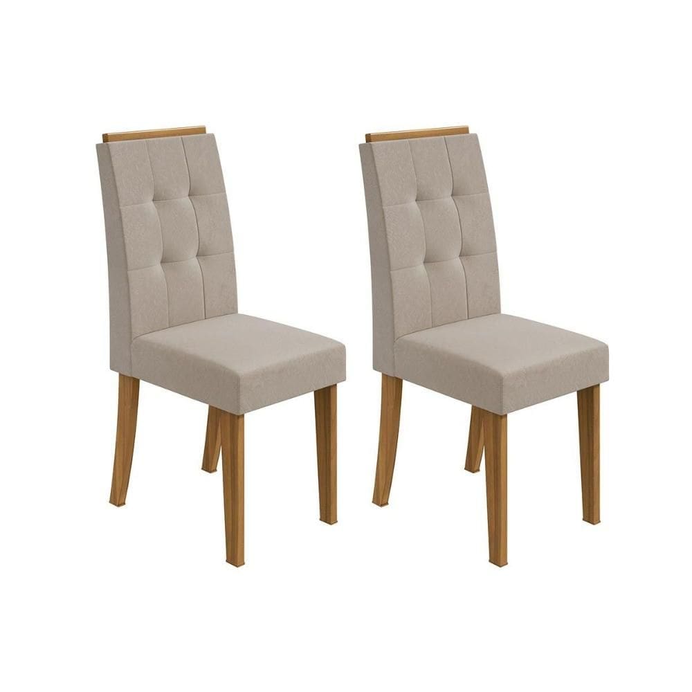 Kit 2 Cadeiras de Cozinha Celebrare 2 Un Amêndoa/Suede Creme - Lopas