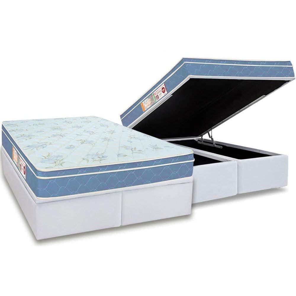 Conjunto Box Baú King: Colchão Espuma Castor D45 Sleep Max + Base CRC Courano White (193x203)