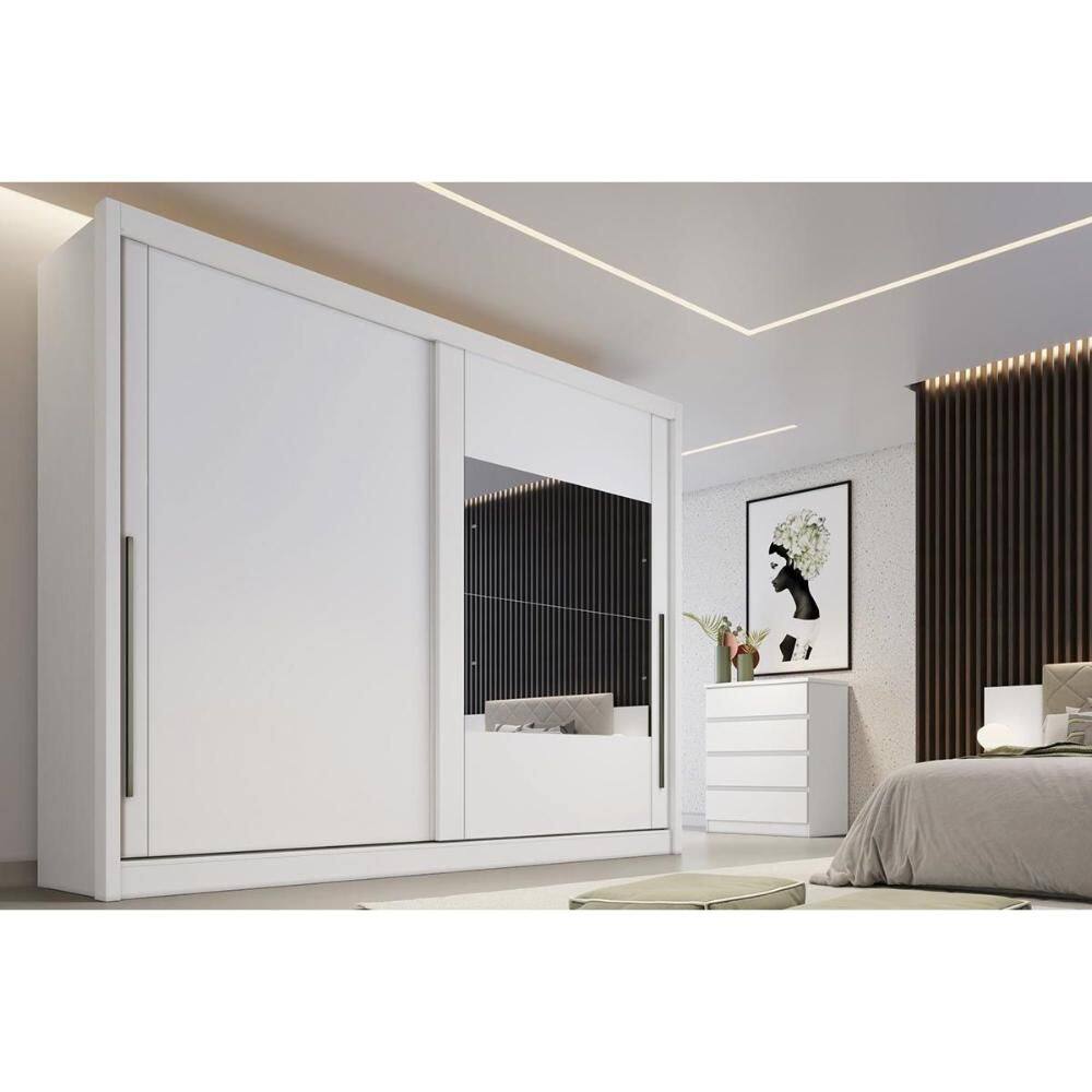 Guarda Roupa Casal 2 Portas de Correr e 4 Gavetas Mônaco/Catânia Branco - Novo Horizonte