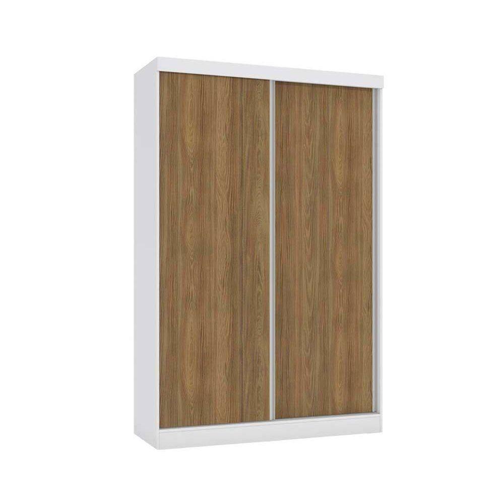 Guarda Roupa Solteiro 2 Portas de Correr e 2 Gavetas N571 Branco/Nogueira - Kappesberg