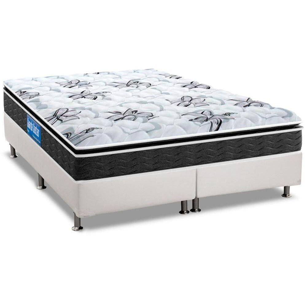 Conjunto Box King: Colchão Espuma Probel D40 Guarda Costas Premium Hiper Firme + Base CRC Courano White (193x203)