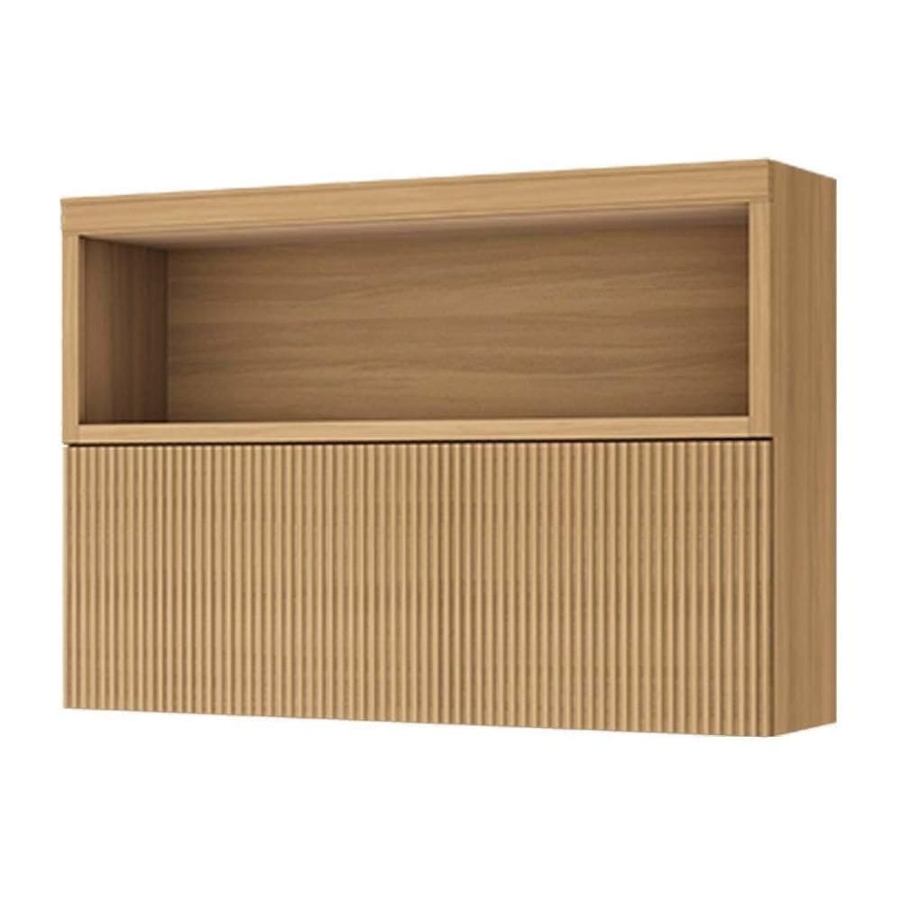 Armário Aéreo Cozinha Modulado Marquesa c/ 1 Porta Basculante Ripada e 1 Nicho 120cm Nature - Nesher