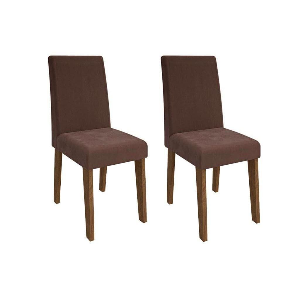 Kit 2 Cadeiras Sala Jantar Milena 2 Un Savana-Nature/Suede Joli Chocolate - Cimol