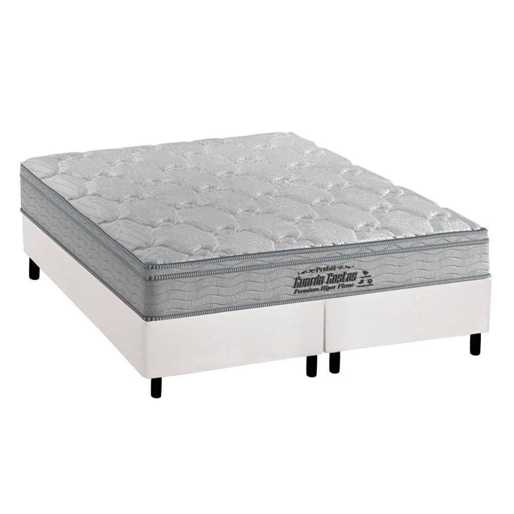 Conjunto Box King: Colchão Espuma Probel D40 Guarda Costas Premium Hiper Firme + Base CRC Courano White (193x203)