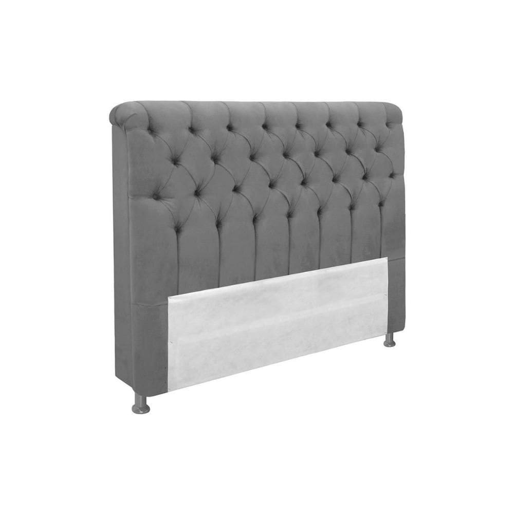 Cabeceira Cama Box Estofada Solteiro Imperatriz Suede Cinza - Simbal