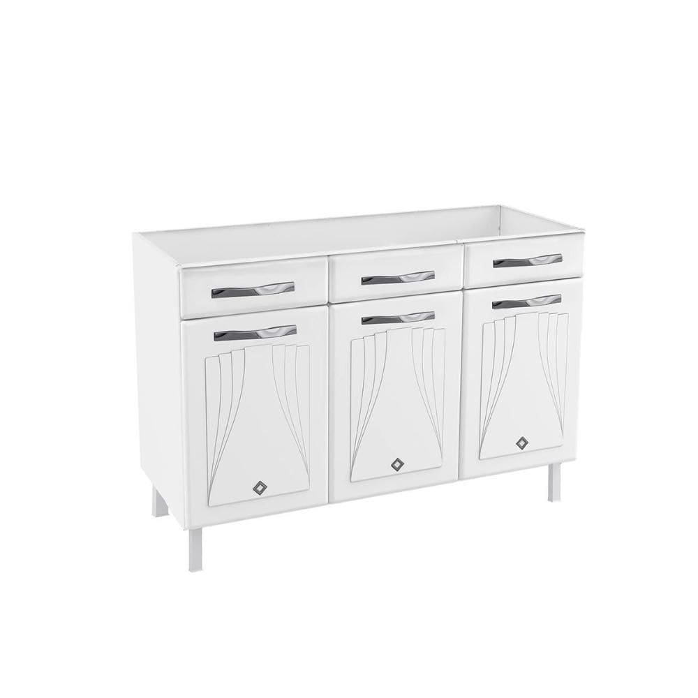 Gabinete de Cozinha Modulado Balcão Star New 3 Portas e 3 Gavetas 120cm Branco - Telasul