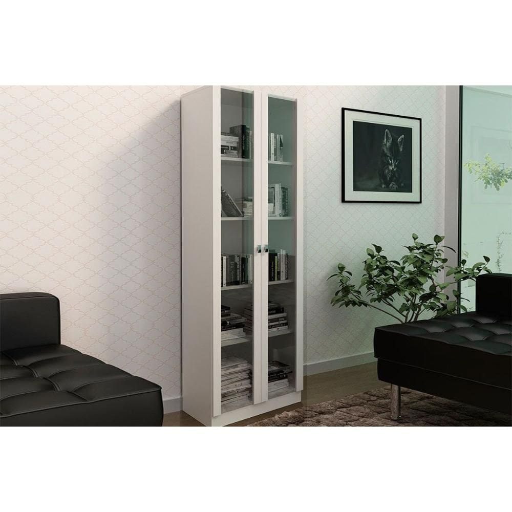 Estante de Escritório ME4115 c/ 2 Portas c/ Vidro Branco - Tecno Mobili